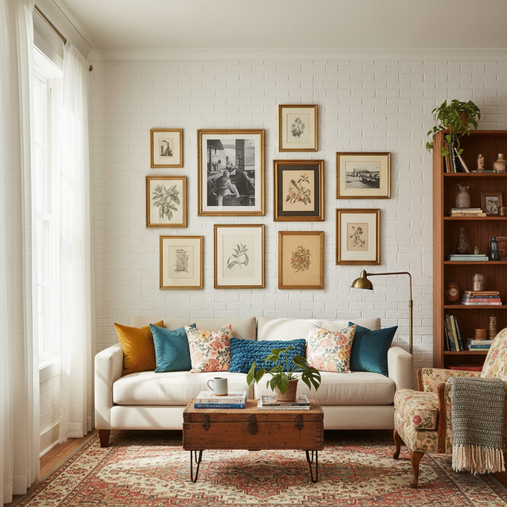 Welcoming living room demonstrating affordable home decorating ideas and clever touches can completely transform a space.