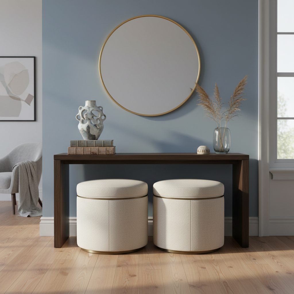 Versatile ottomans used as both seating and decorative elements